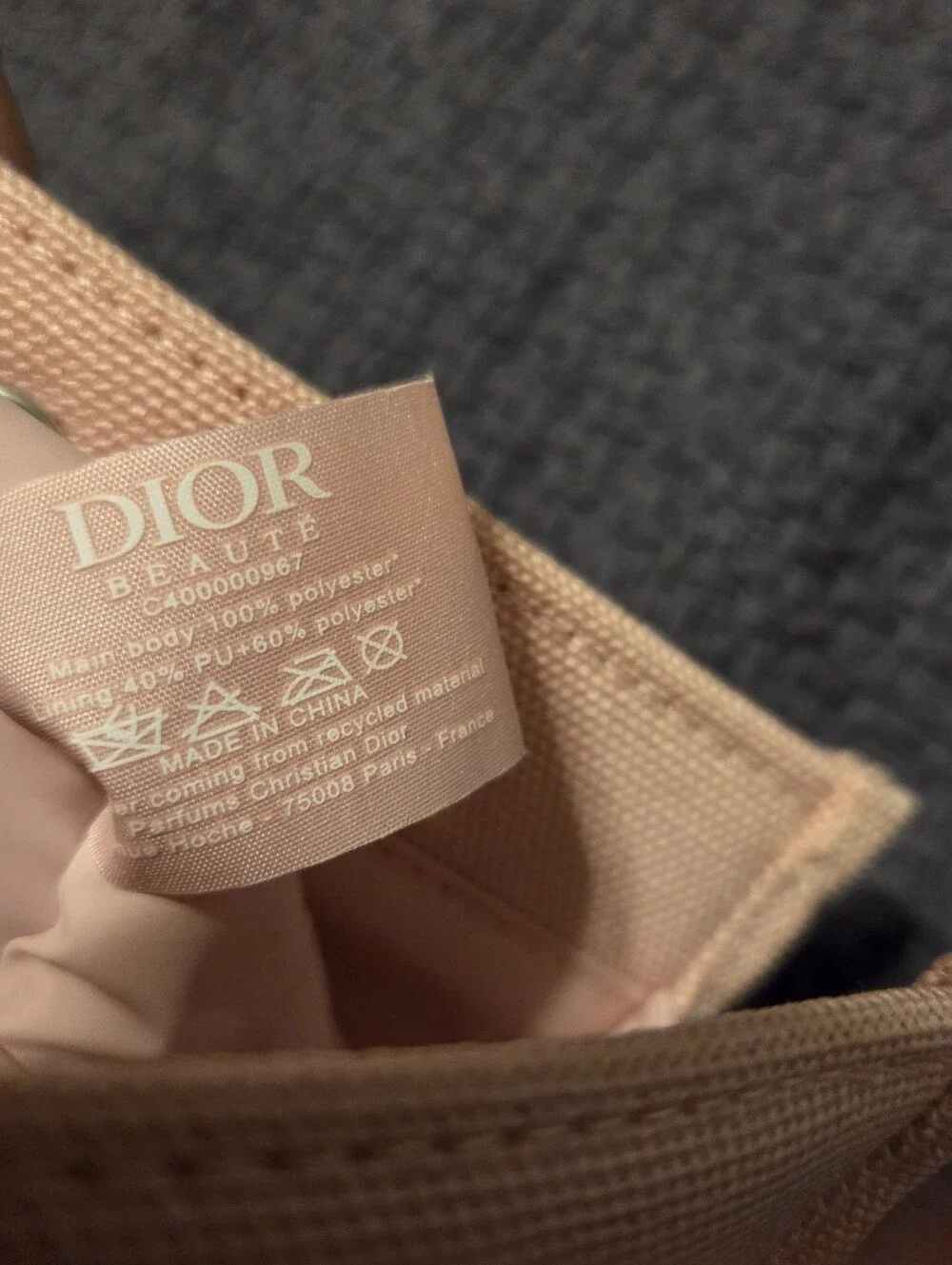 Dior Beauté Pink Cosmetic Pouch – Embossed CD Logo Makeup Bag